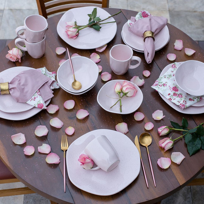 Service de vaisselle Ryo 16 pièces - rose