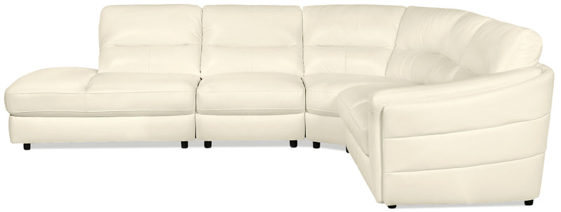 Sofa sectionnel de gauche Romeo 4 pièces en cuir véritable - beige