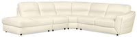 Sofa sectionnel de gauche Romeo 4 pièces en cuir véritable - beige