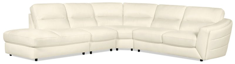 Sofa sectionnel de gauche Romeo 4 pièces en cuir véritable - beige