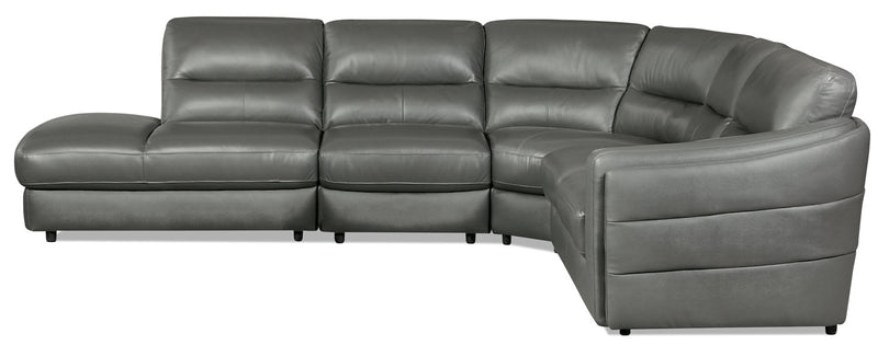 Sofa sectionnel de gauche Romeo 4 pièces en cuir véritable - gris