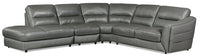 Sofa sectionnel de gauche Romeo 4 pièces en cuir véritable - gris