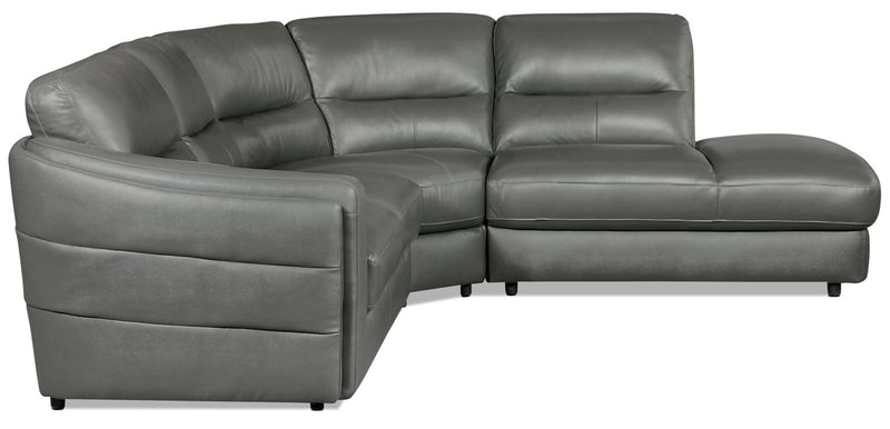 Sofa sectionnel de droite Romeo 3 pièces en cuir véritable - gris