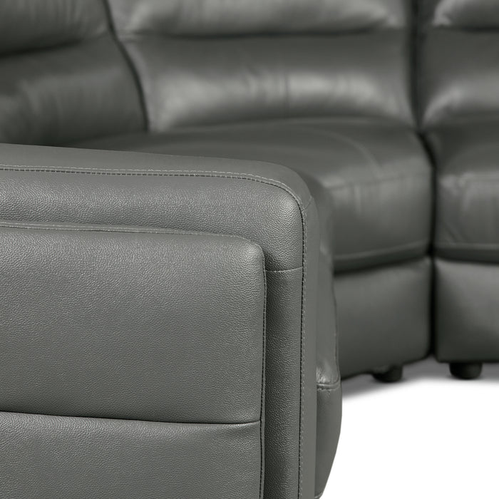 Sofa sectionnel de droite Romeo 3 pièces en cuir véritable - gris