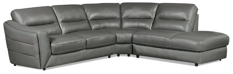 Sofa sectionnel de droite Romeo 3 pièces en cuir véritable - gris