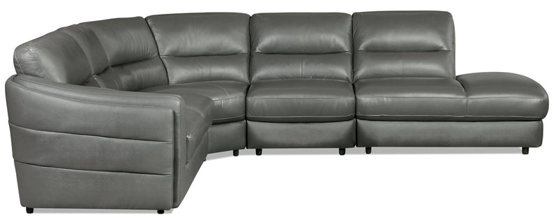 Sofa sectionnel de droite Romeo 4 pièces en cuir véritable - gris