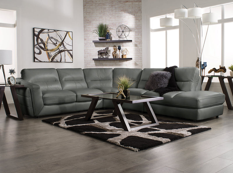 Sofa sectionnel de droite Romeo 4 pièces en cuir véritable - gris