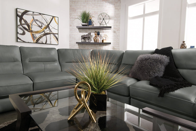 Sofa sectionnel de droite Romeo 4 pièces en cuir véritable - gris
