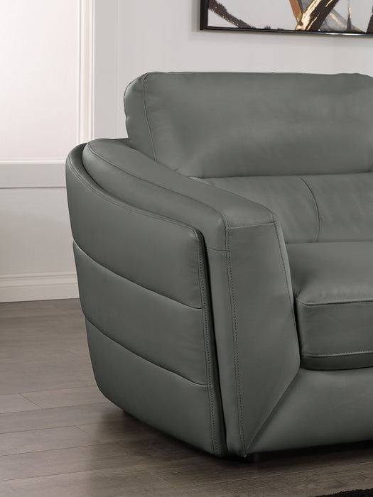 Sofa sectionnel de droite Romeo 4 pièces en cuir véritable - gris