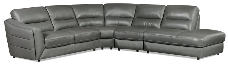 Sofa sectionnel de droite Romeo 4 pièces en cuir véritable - gris