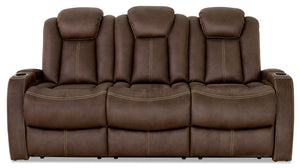 Sofa à inclinaison électrique Ross en suédine avec appuie-tête électrique - chocolat