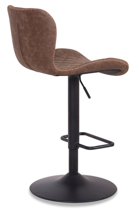 Tabouret bar Seth en tissu de cuir végétalien et en métal avec siège pivotant et réglable - brun