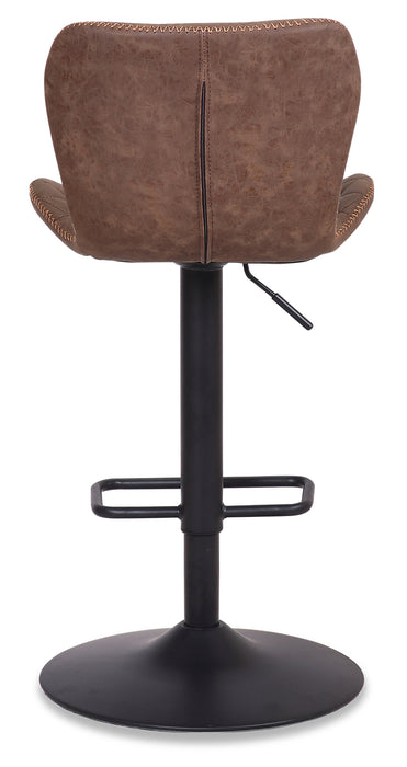 Tabouret bar Seth en tissu de cuir végétalien et en métal avec siège pivotant et réglable - brun