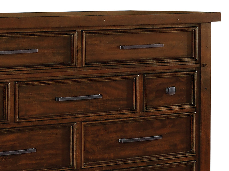 Ensemble de chambre à coucher Sonoma 6 pièces avec grand lit et 2 tables de nuit - brun foncé