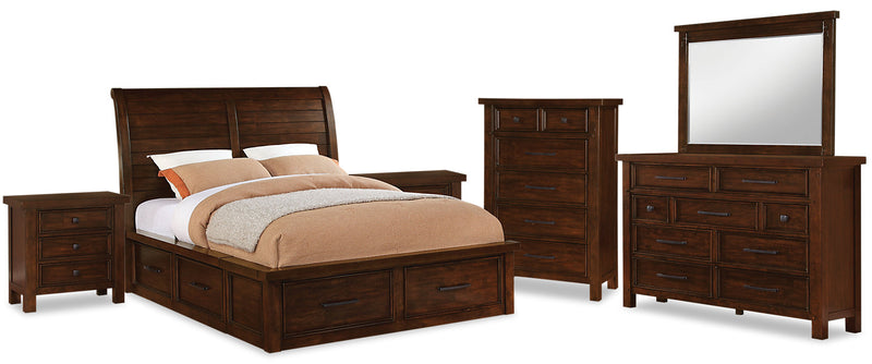 Ensemble de chambre à coucher Sonoma 8 pièces avec très grand lit avec rangement sous le lit