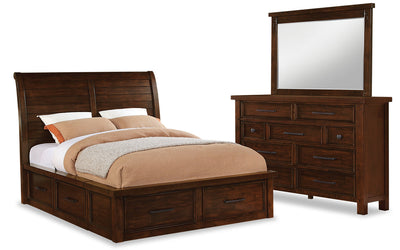 Sonoma 5-Piece Queen Storage Bedroom Set - Dark Brown - Rustic style Bedroom Package in Dark Brown