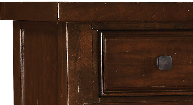 Ensemble de chambre à coucher Sonoma 5 pièces avec lit de rangement, commode et miroir, brun manguier - format grand lit