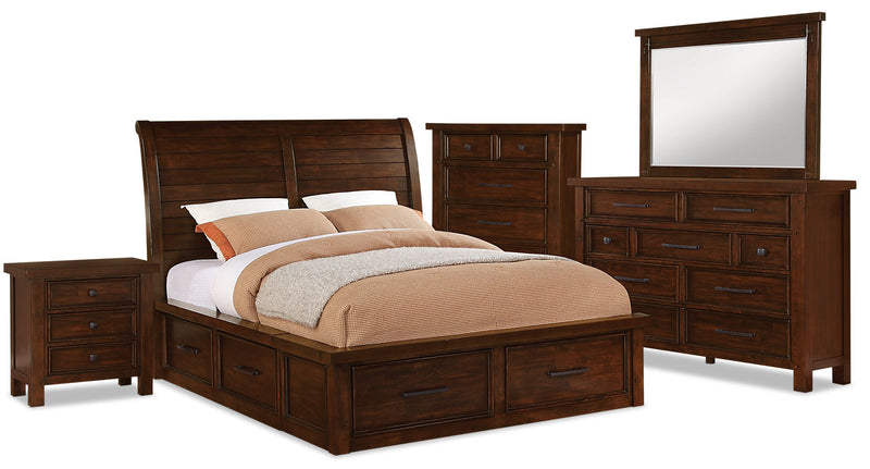 Ensemble de chambre à coucher Sonoma 7 pièces avec grand lit avec rangement sous le lit