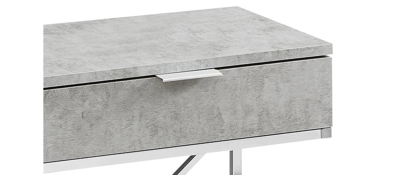 Table d'appoint Spain de 18,25 po en forme de C avec tiroir - grise et chrome