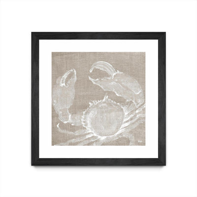 "Neutral Surf Side I" Matted and Framed Black 36x36 Wall Art