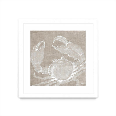 "Neutral Surf Side I" Matted and Framed White 36x36 Wall Art