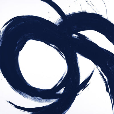 "Navy Circular Strokes Ii" Giant Art 72x72 Wall Art