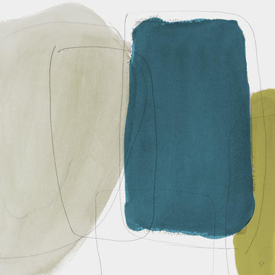 "Beige And Navy Abstract" Giant Art 54x54 Wall Art