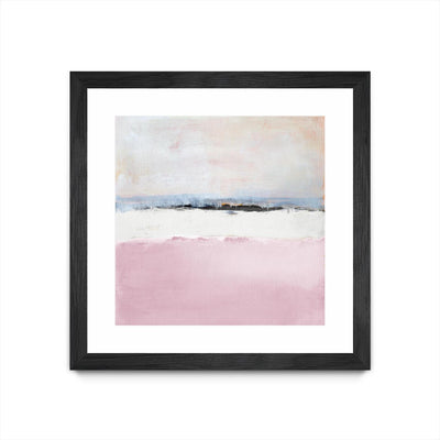 "Pink Sea Abstract" Matted and Framed Black 30x30 Wall Art