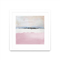 Œuvre d’art murale encadrée blanche et mate « Pink Sea Abstract » 30 x 30