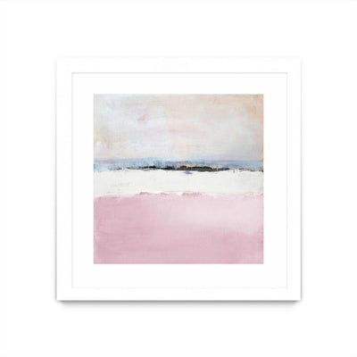 "Pink Sea Abstract" Matted and Framed White 36x36 Wall Art