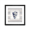 Œuvre d’art murale encadrée noire et mate « Muted Blue Shell On Wood » 36 x 36