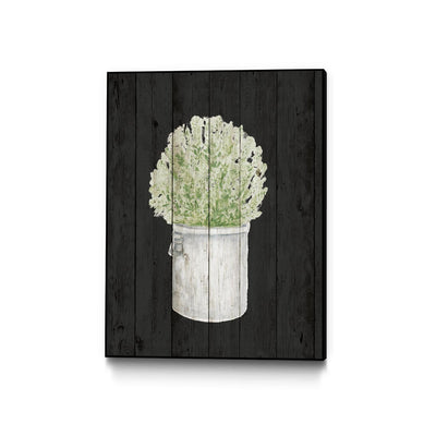 "Herbs On Black Wood Ii" Canvas Framed Black 24x32 Wall Art