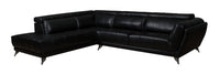  Sofa sectionnel de gauche Tate 2 pièces en tissu d'apparence cuir - noir 