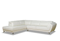  Sofa sectionnel de gauche Tate 2 pièces en tissu d'apparence cuir - crème 