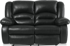 Toreno Genuine Leather Power Reclining Loveseat - Black | Causeuse à inclinaison électrique Toreno en cuir véritable - noire | TOR4BKPL