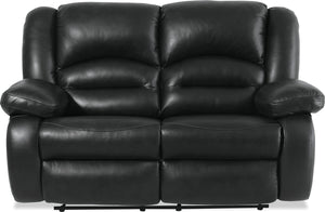 Causeuse inclinable Toreno de 64 po en cuir véritable - noire