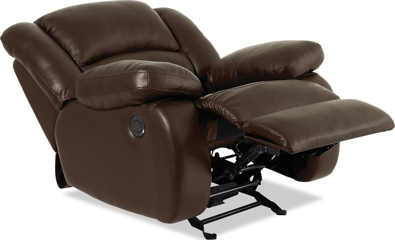Fauteuil à inclinaison électrique Toreno de 42 po en cuir véritable - brun