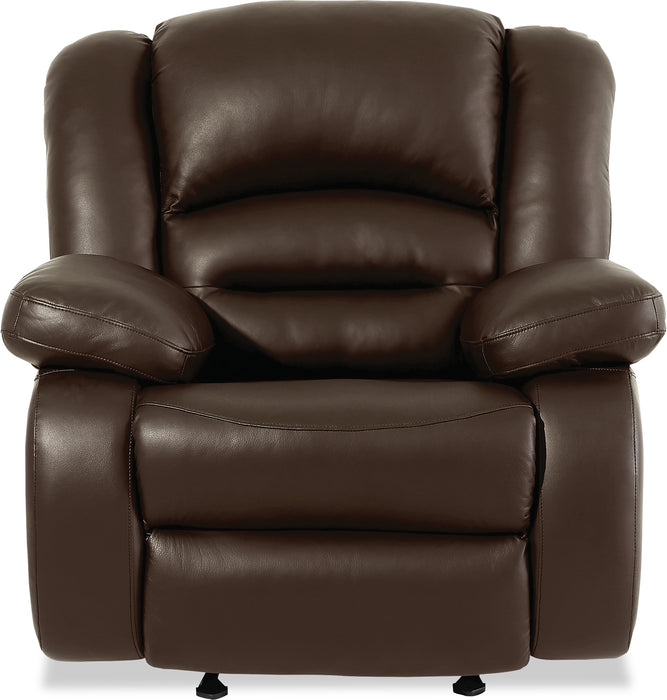 Fauteuil à inclinaison électrique Toreno de 42 po en cuir véritable - brun