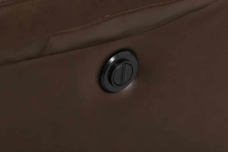 Causeuse à inclinaison électrique Toreno de 64 po en cuir véritable - brune