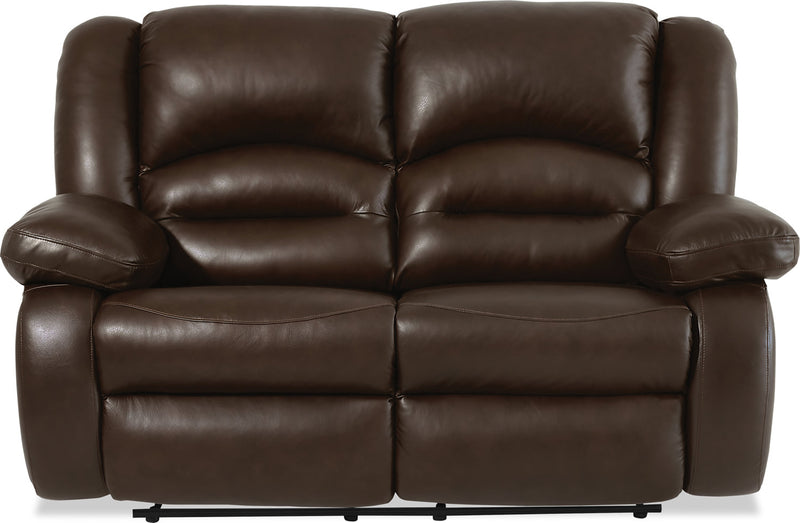 Toreno Genuine Leather Power Reclining Loveseat - Brown - {Contemporary} style Loveseat in Brown {Plywood}, {Solid Woods}