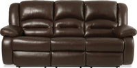  Sofa à inclinaison électrique Toreno de 86 po en cuir véritable - brun