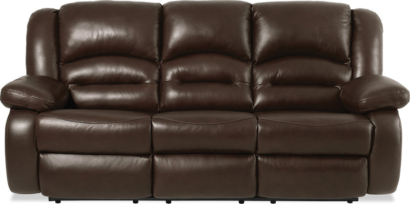 Toreno Genuine Leather Power Reclining Sofa - Brown - {Contemporary} style Sofa in Brown {Plywood}, {Solid Woods}