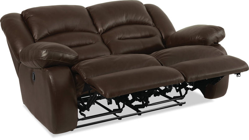 Causeuse inclinable Toreno de 64 po en cuir véritable - brune