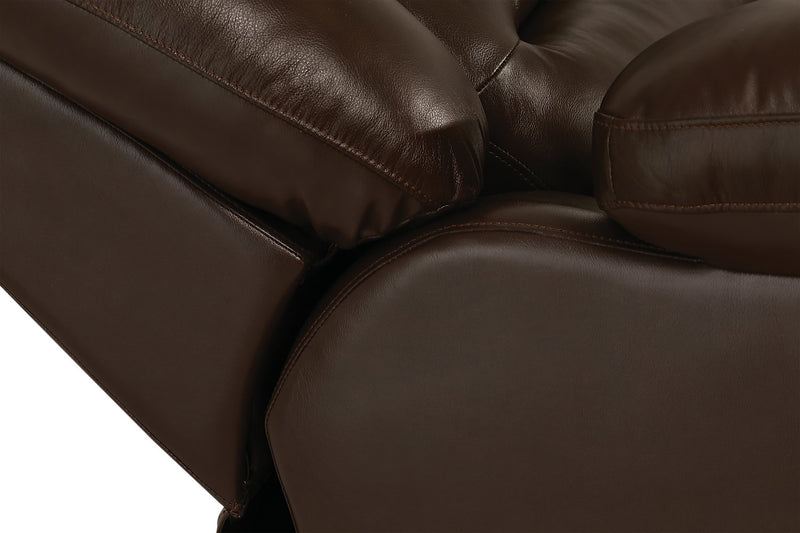 Causeuse inclinable Toreno de 64 po en cuir véritable - brune