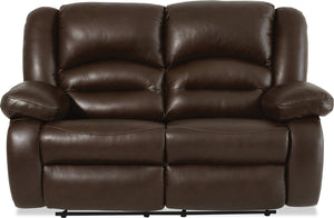 Causeuse inclinable Toreno de 64 po en cuir véritable - brune
