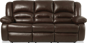 Sofa inclinable Toreno de 86 po en cuir véritable - brun