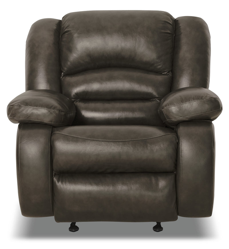 Toreno Genuine Leather Power Recliner - Grey - {Contemporary} style Chair in Grey {Plywood}, {Solid Woods}