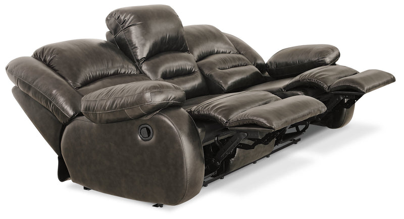 Sofa inclinable Toreno de 86 po en cuir véritable - gris