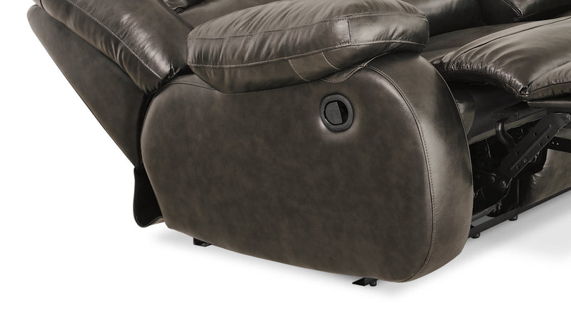 Sofa inclinable Toreno de 86 po en cuir véritable - gris