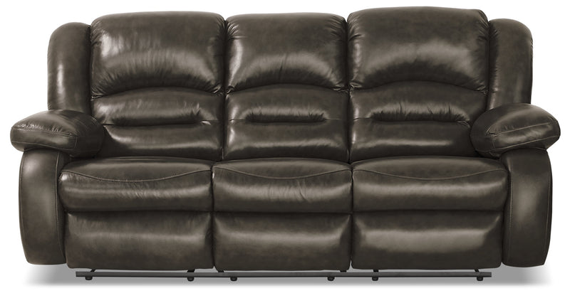 Toreno Genuine Leather Reclining Sofa - Grey - {Contemporary} style Sofa in Grey {Plywood}, {Solid Woods}